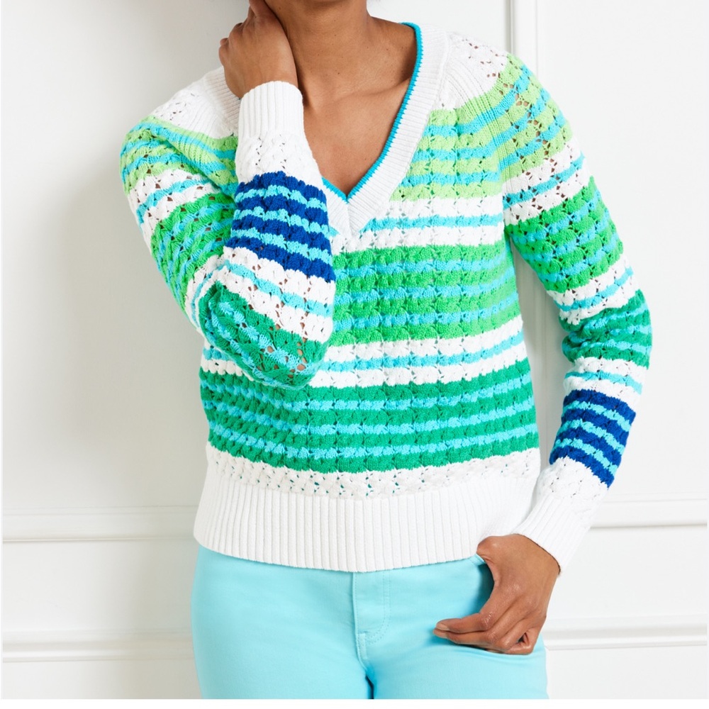 Talbot’s size small open stitch v neck sweater